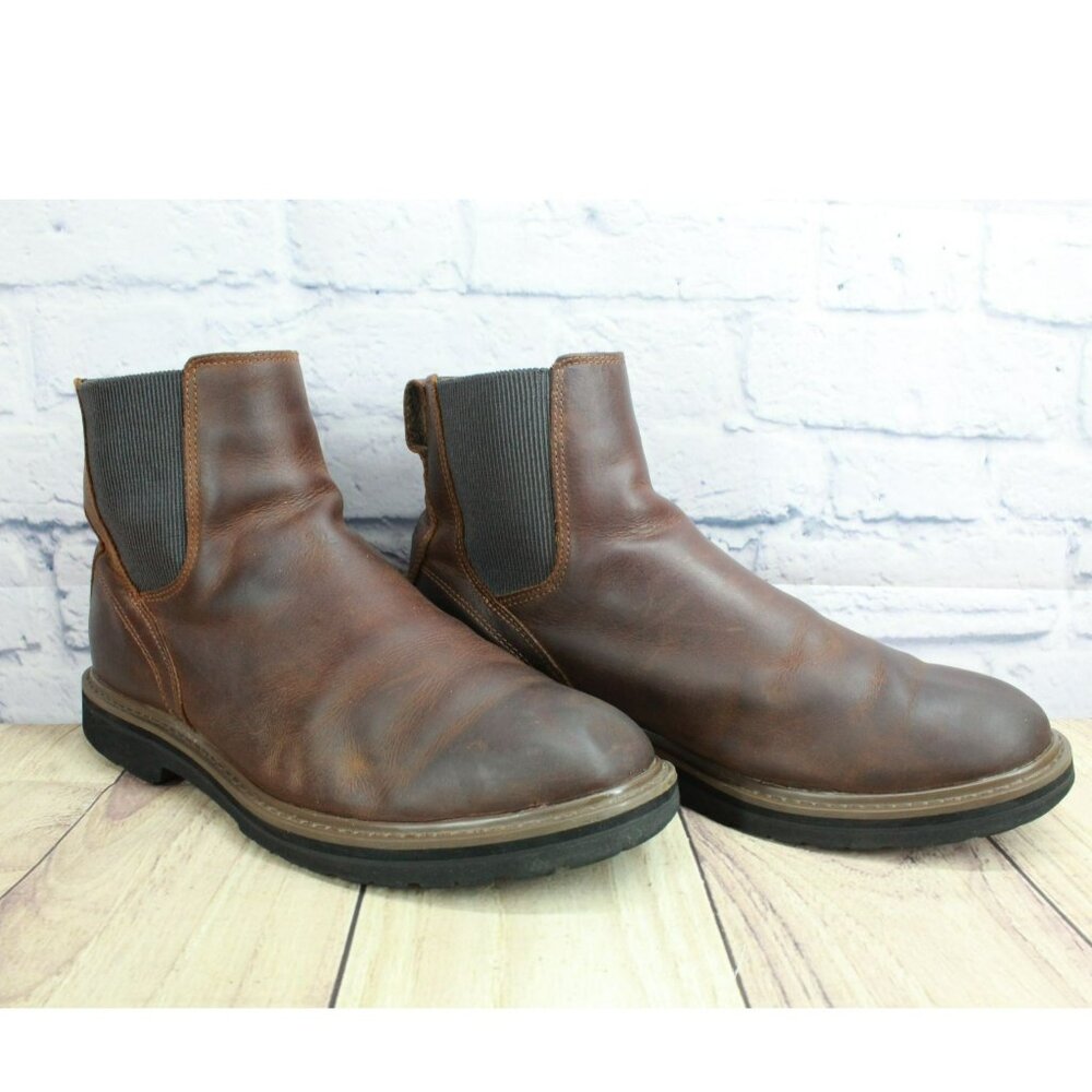 LL Bean Portland Brown Leather Lightweight Vibram Sole Chelsea Boots Size 12 M - Picture 3 of 9